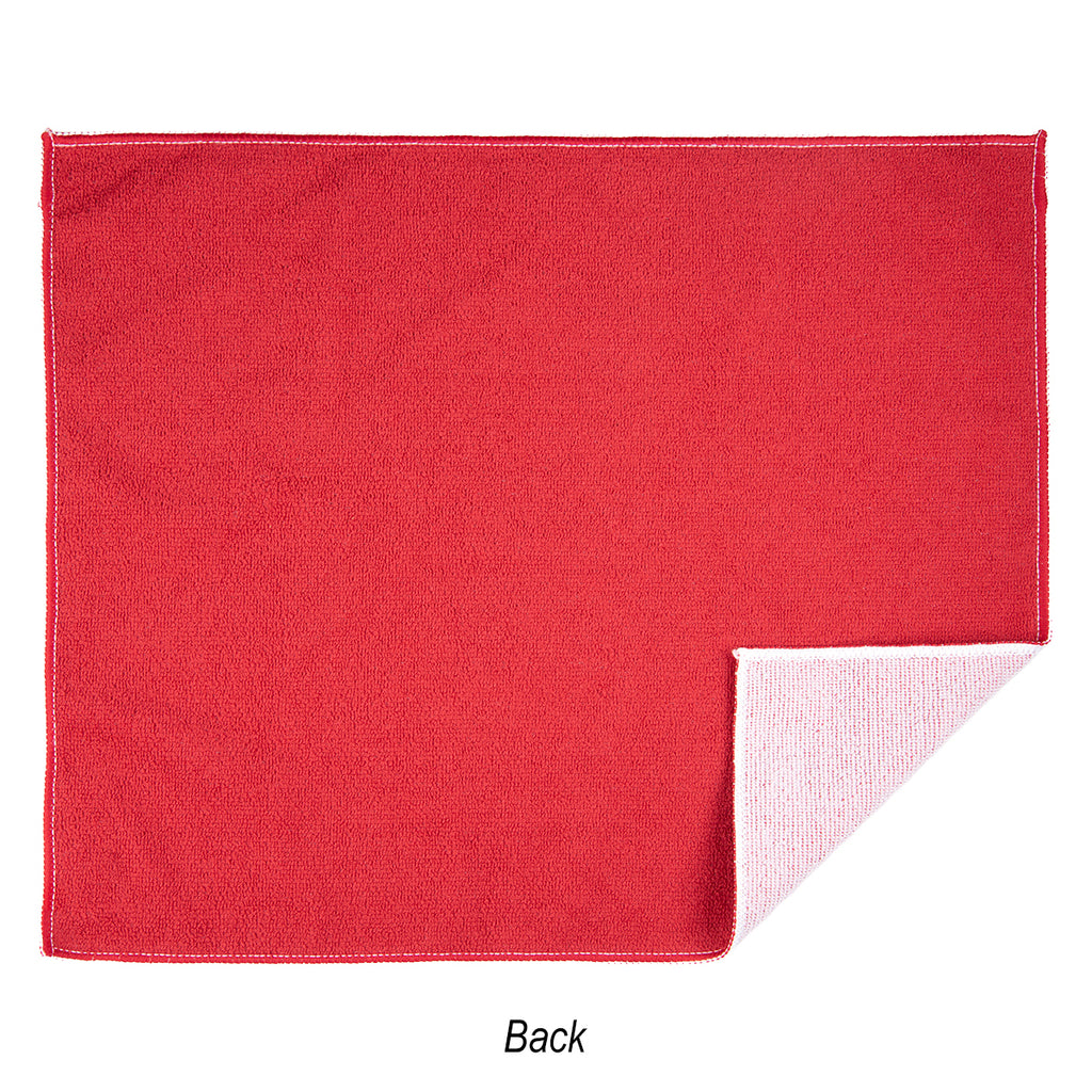 Recycled Polyester Rally Towel, 15 x 18 Inches - Red - Back