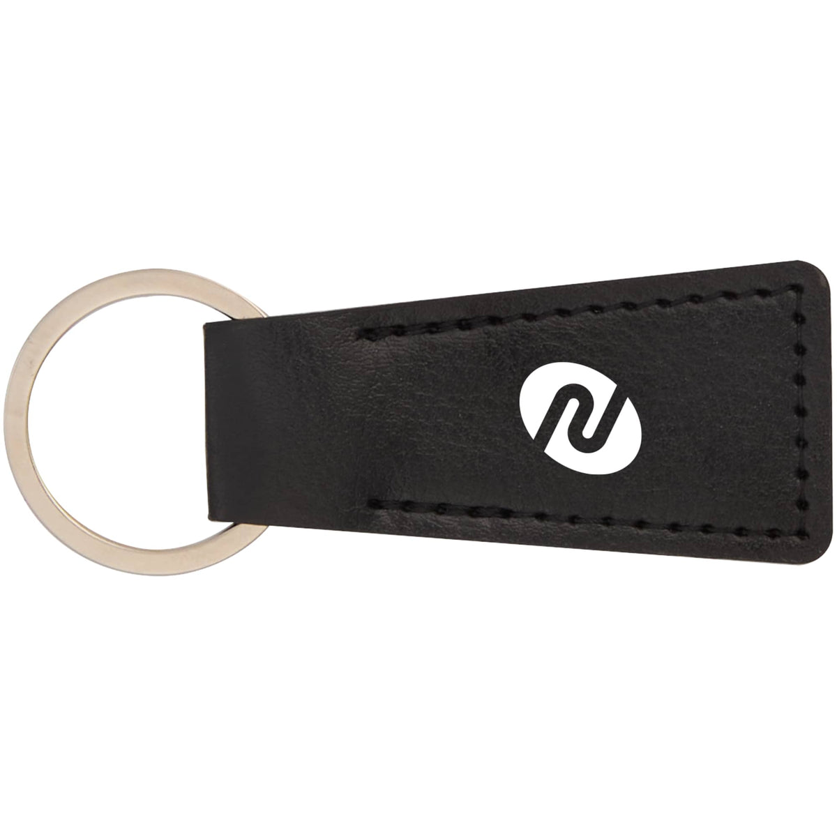 Recycled PU Key Tag with Split Ring - Black - Front