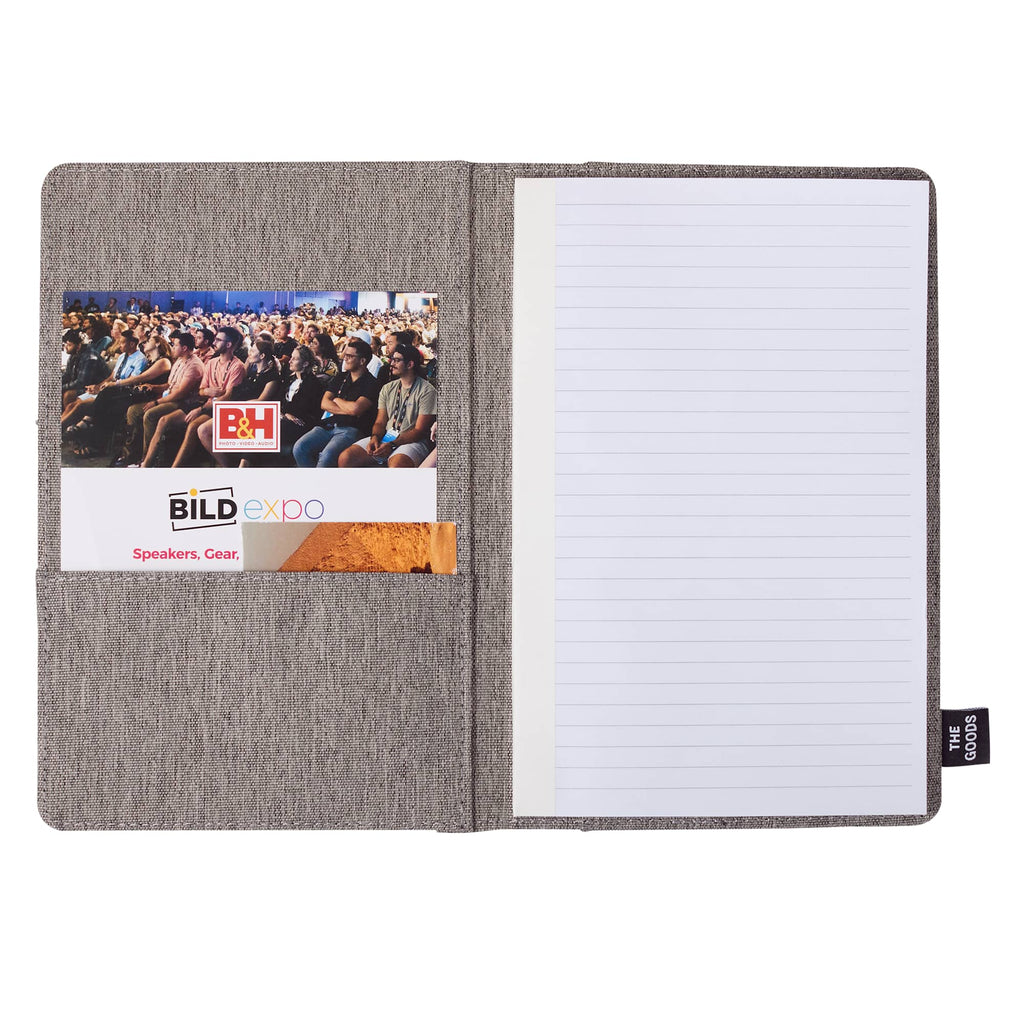 Recycled Refillable Journal with Phone Pocket, 5.5 x 8.5 Inches - Gray - Open