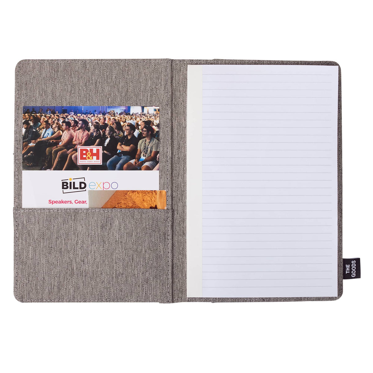 Recycled Refillable Journal with Phone Pocket, 5.5 x 8.5 Inches - Gray - Open