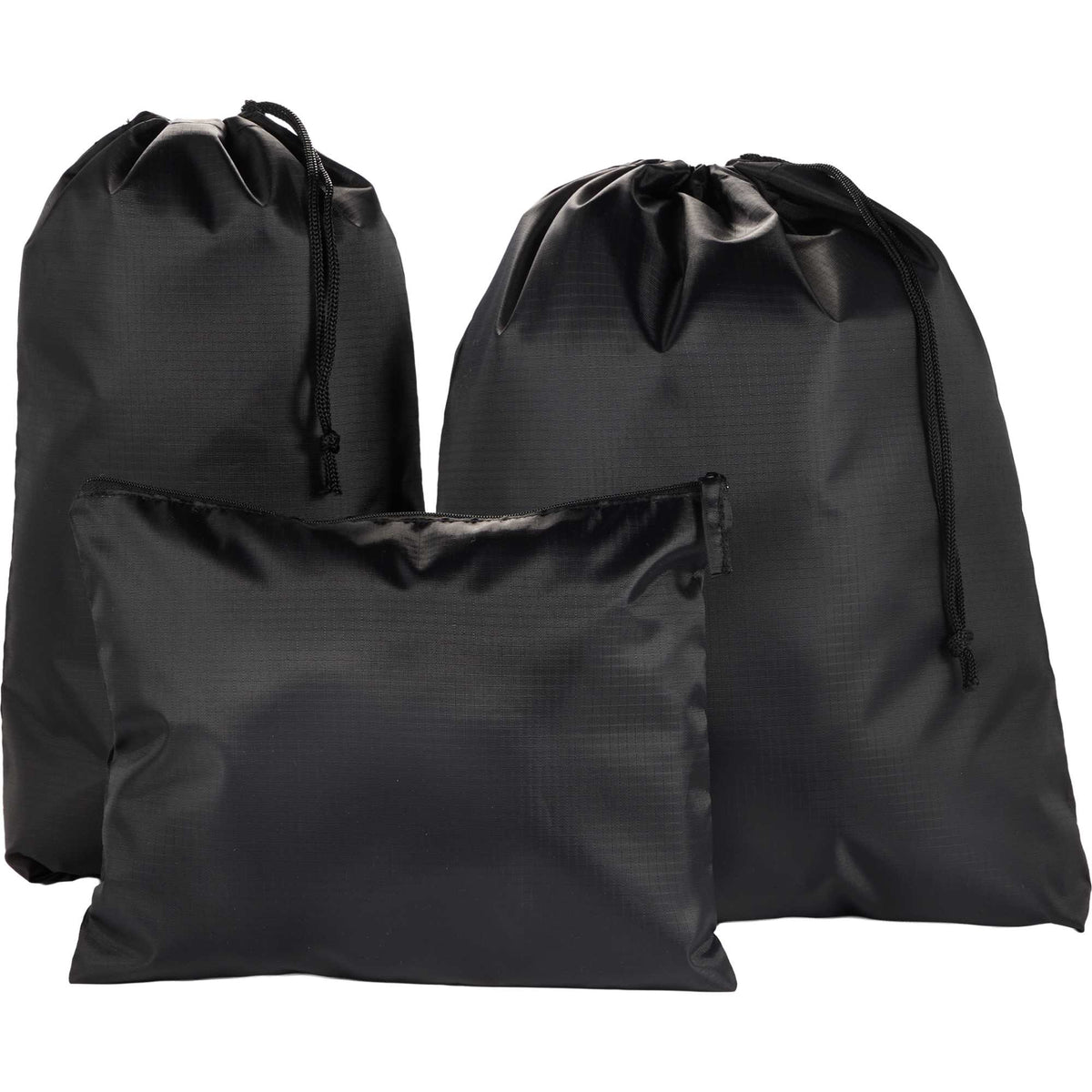 Recycled Ripstop Travel Bag Set, 3 in 1 - Black - Group Stuffed 2