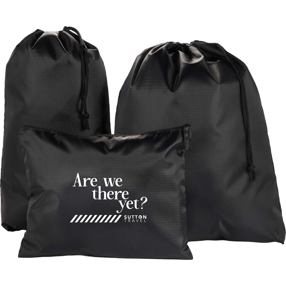 Recycled Ripstop Travel Bag Set, 3 in 1 - Black - Group Stuffed