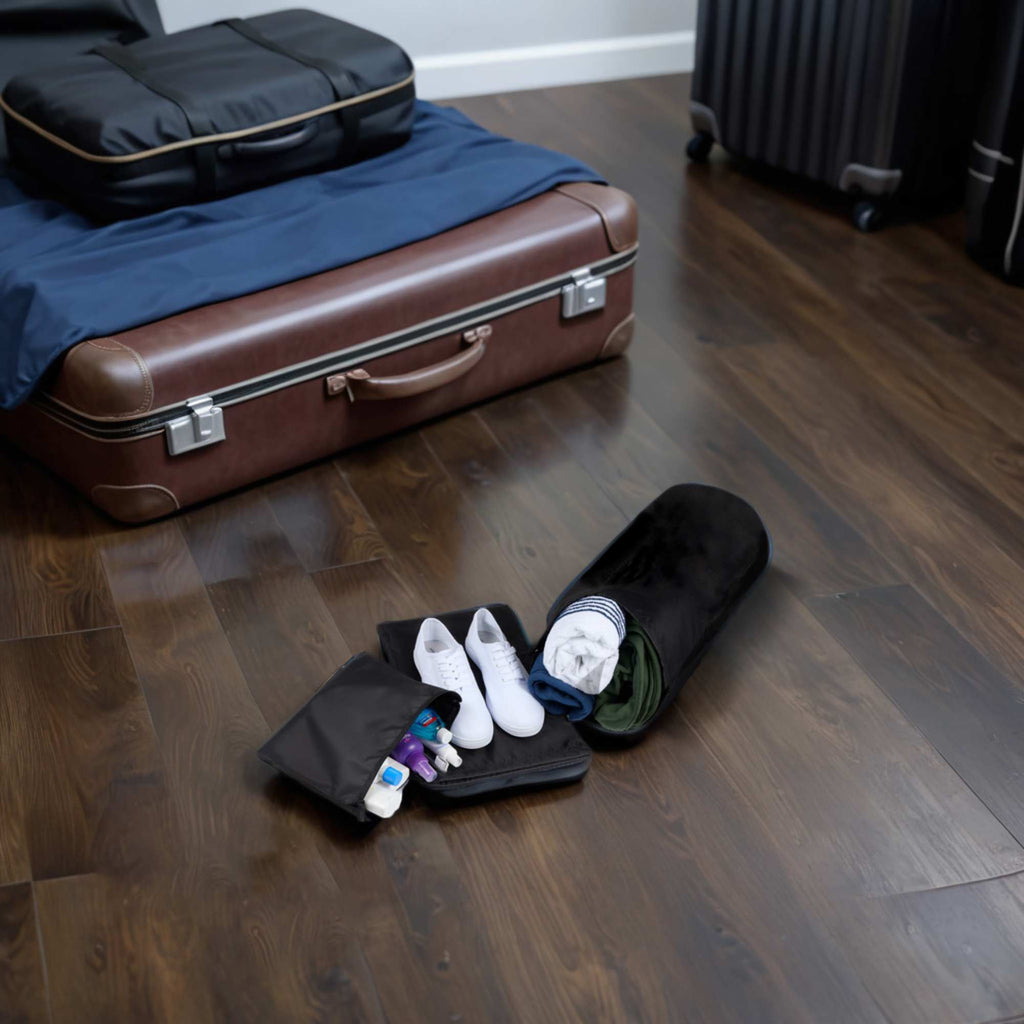 Recycled Ripstop Travel Bag Set, 3 in 1 - Black - Lifestyle