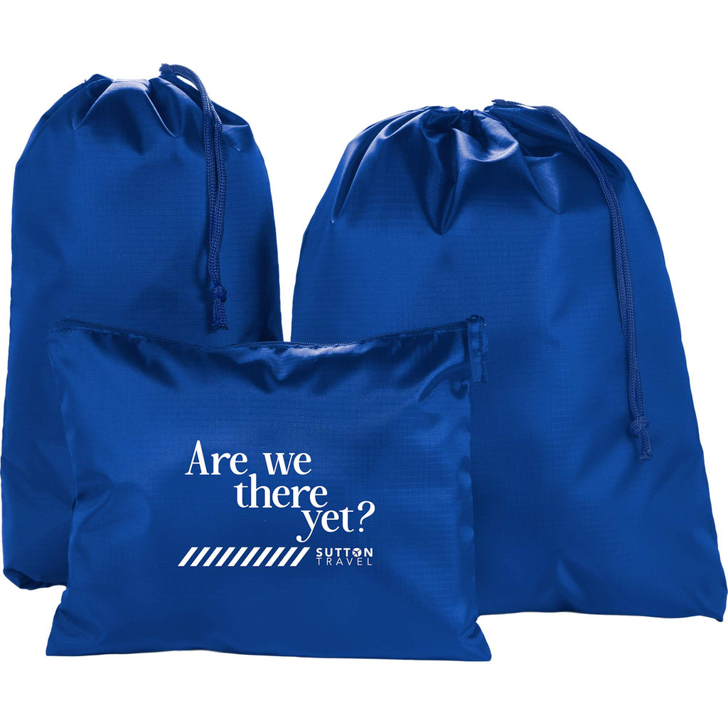 Recycled Ripstop Travel Bag Set, 3 in 1 Embroidery - Royal - Group Stuffed