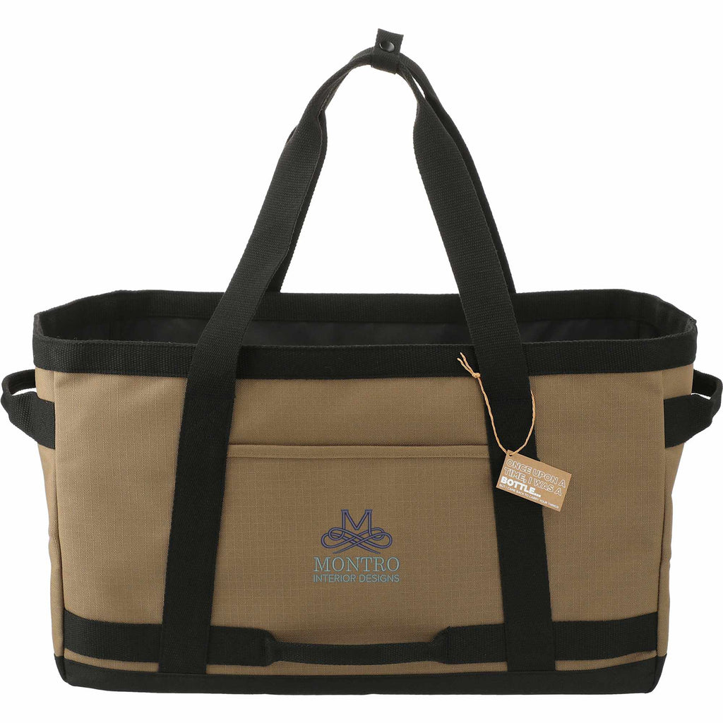 Recycled Ripstop Utility Tote with Four Grab Handles Embroidery - Brown - Front