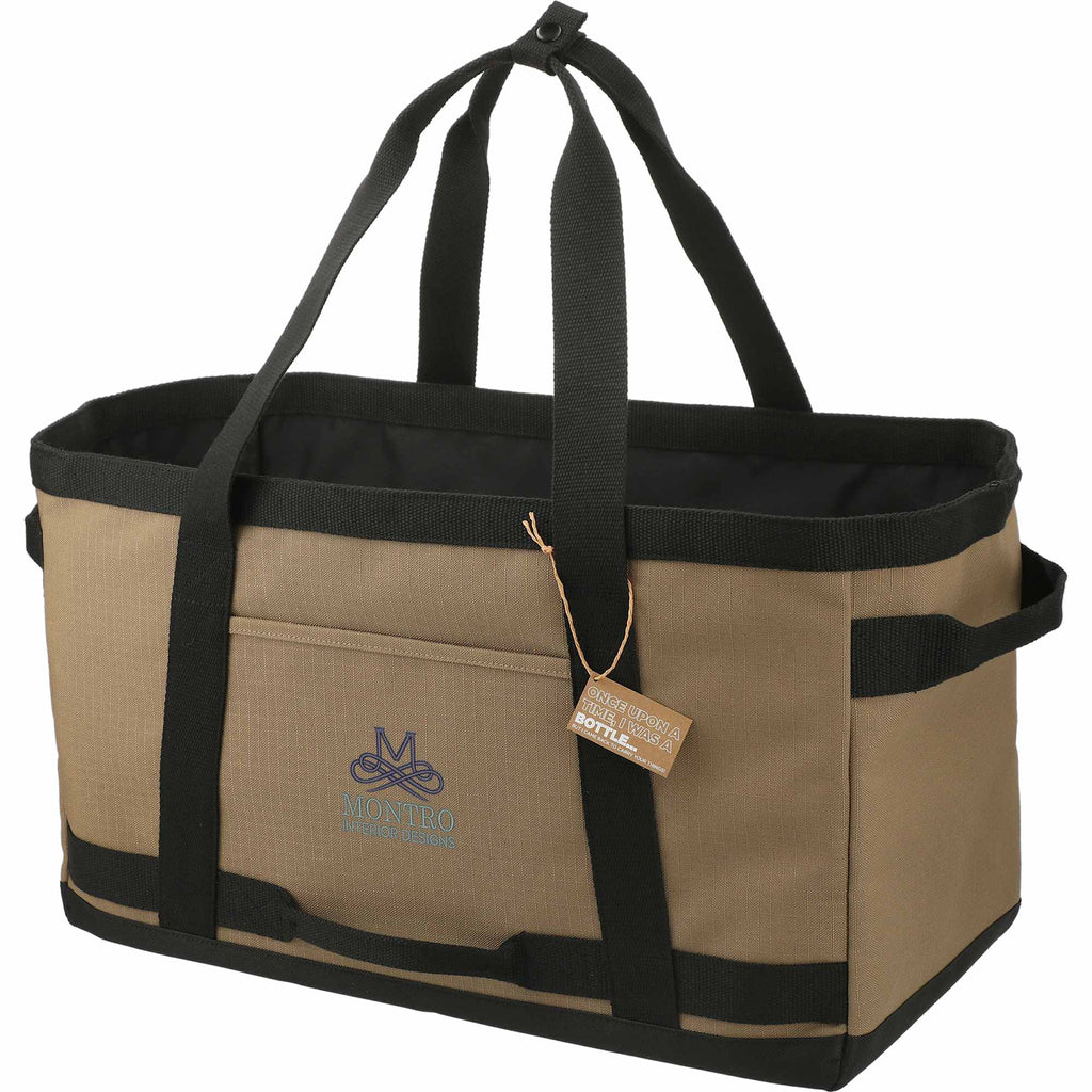 Recycled Ripstop Utility Tote with Four Grab Handles Embroidery - Brown - Left Angle