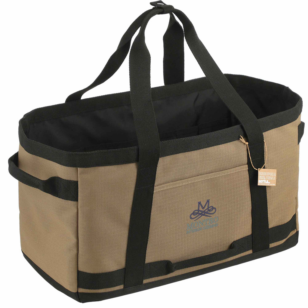 Recycled Ripstop Utility Tote with Four Grab Handles Embroidery - Brown - Right Angle