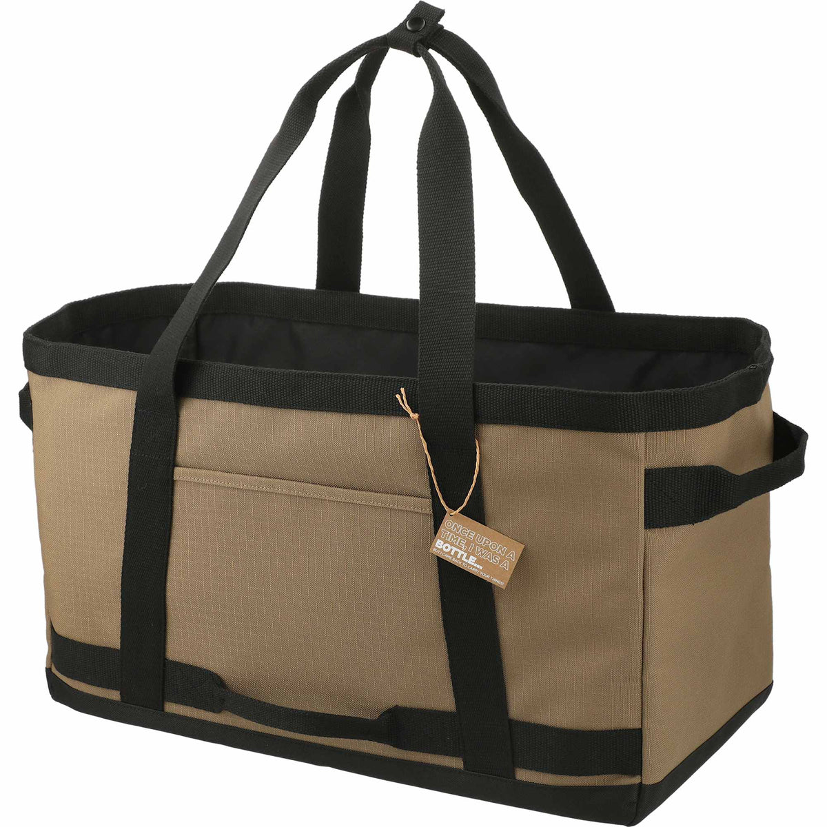 Recycled Ripstop Utility Tote with Four Grab Handles Transfer - Brown - Left Angle 2