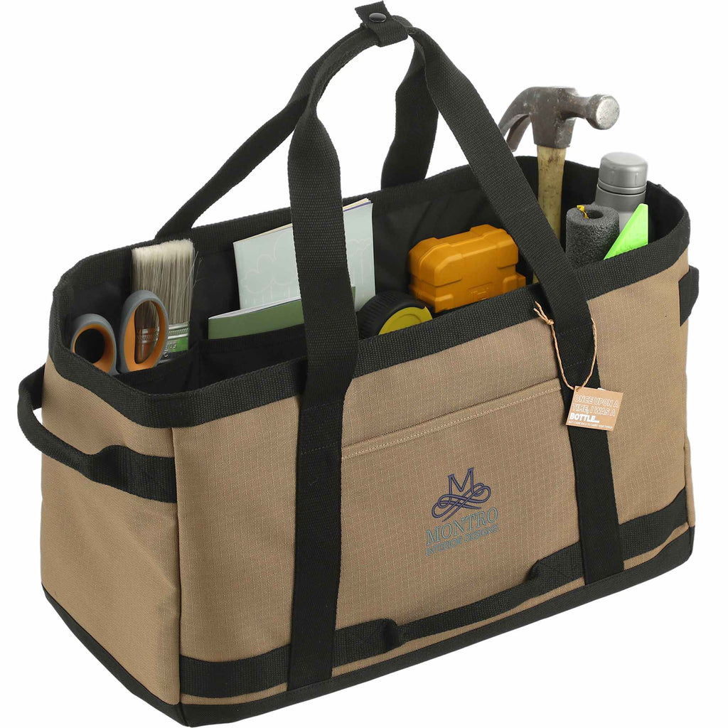 Recycled Ripstop Utility Tote with Four Grab Handles Transfer - Brown - Right Angle 2