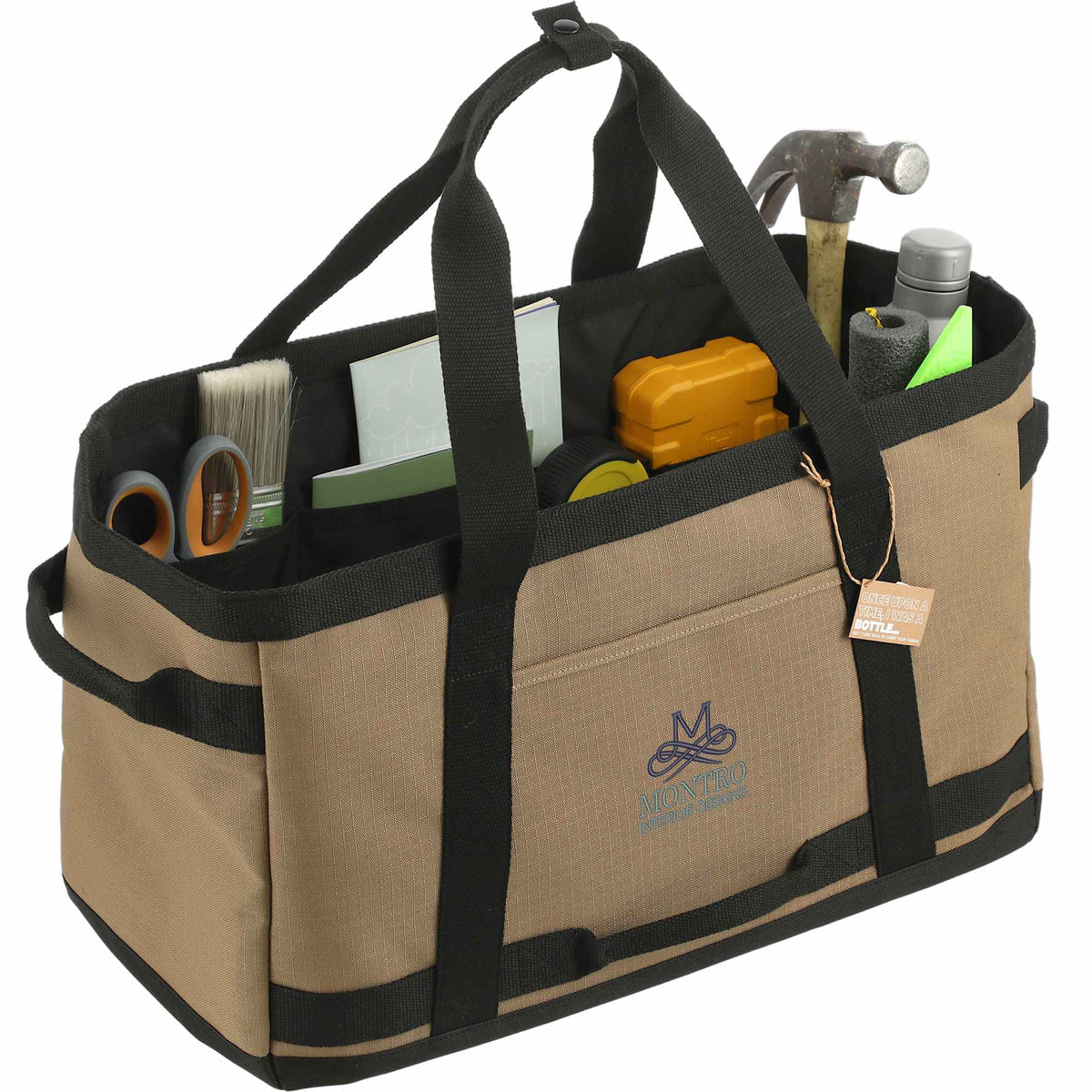 Recycled Ripstop Utility Tote with Four Grab Handles Transfer - Brown - Right Angle 2