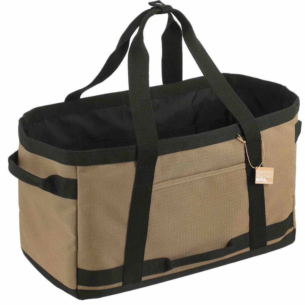 Recycled Ripstop Utility Tote with Four Grab Handles Transfer - Brown - Right Angle 3