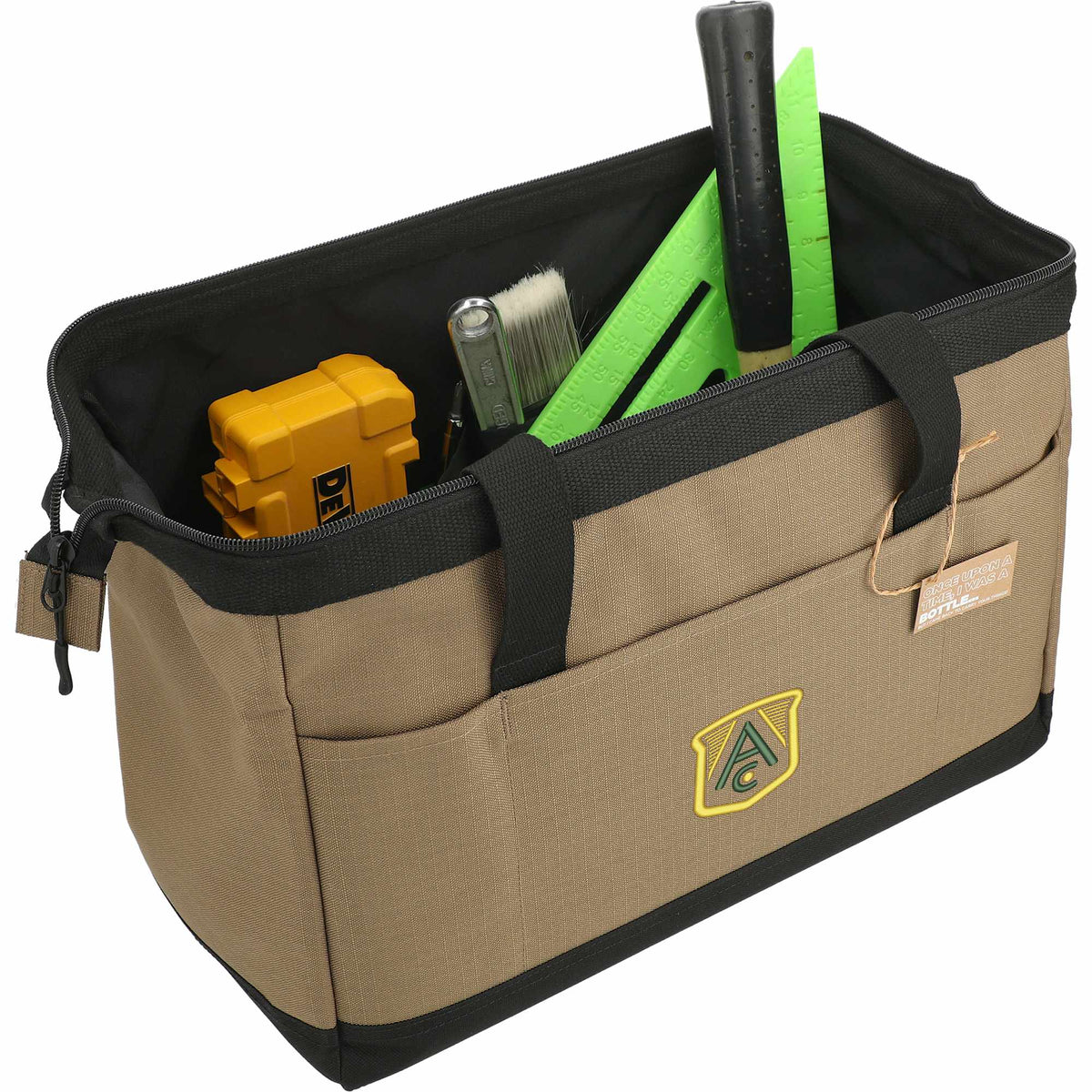 Recycled Ripstop Zippered Tool Tote Transfer - Brown - Right Angle 3