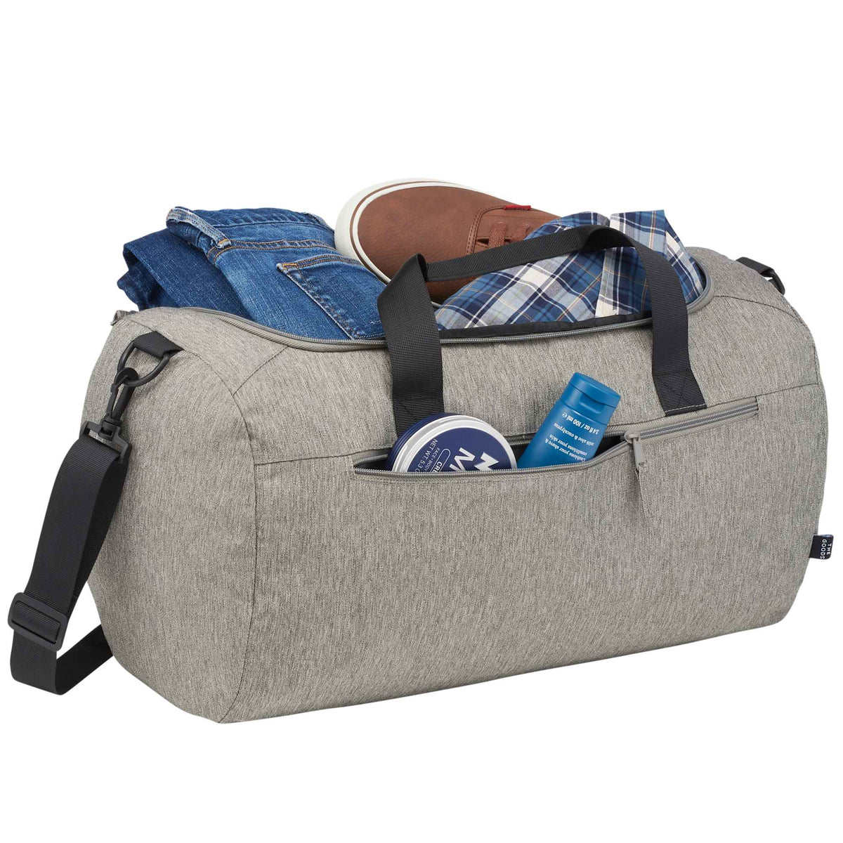 Recycled Roll Duffel Bag with Lash Tab - Gray - Right Angle 2