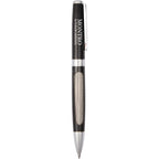 Recycled Stainless Steel Gel Pen with Chrome Accents - Black - Front