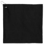Recycled Terry Golf Towel with Hook, 15 x 15 Inches Transfer - Black - Front Back