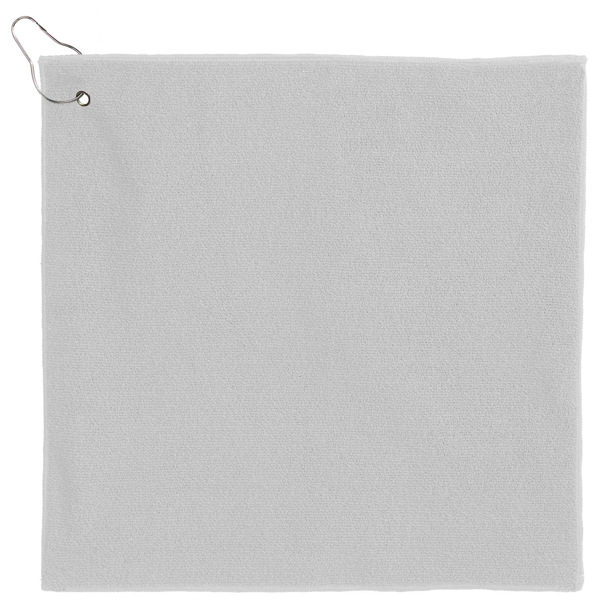 Recycled Terry Golf Towel with Hook, 15 x 15 Inches Transfer - White - Front Back