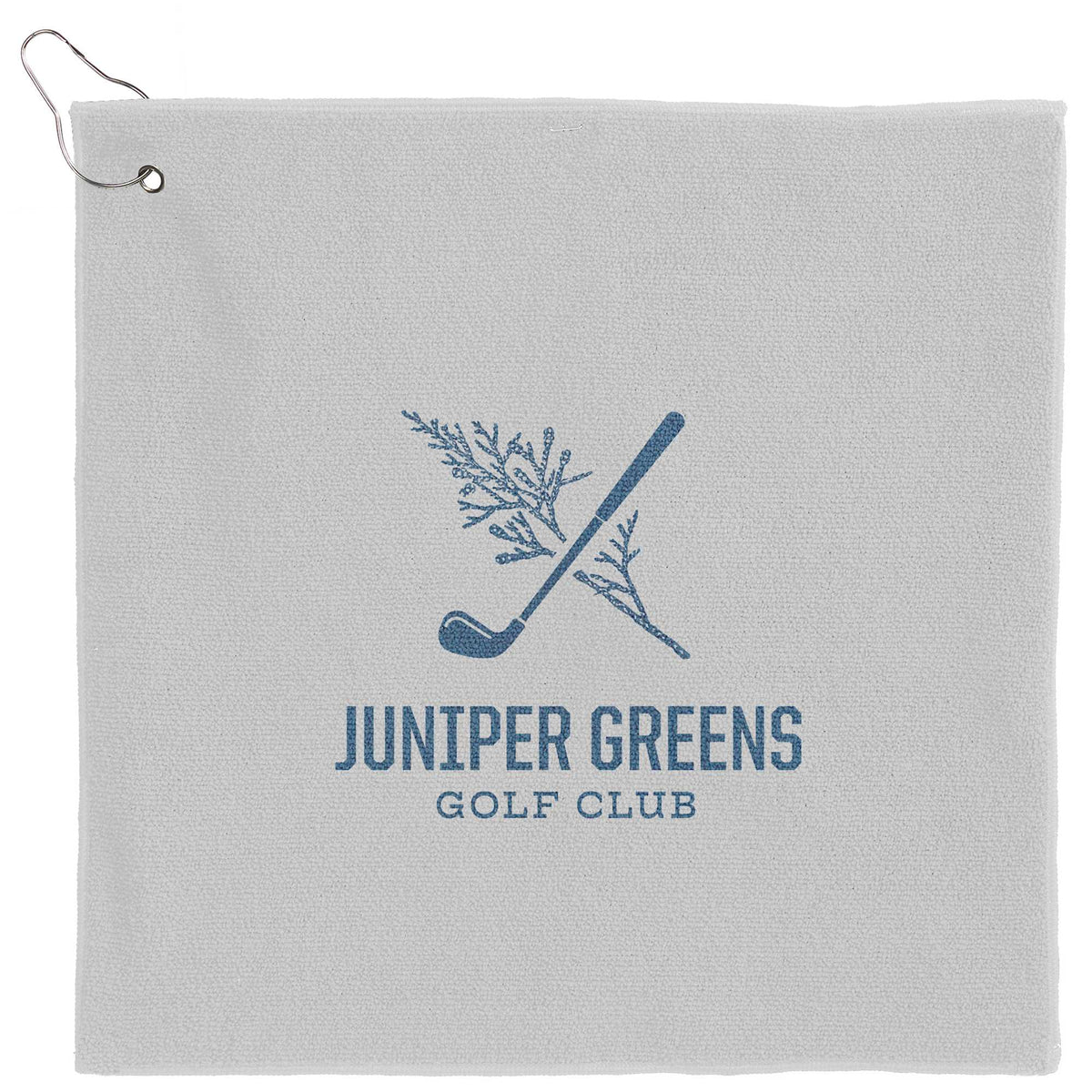 Recycled Terry Golf Towel with Hook, 15 x 15 Inches Transfer - White - Front