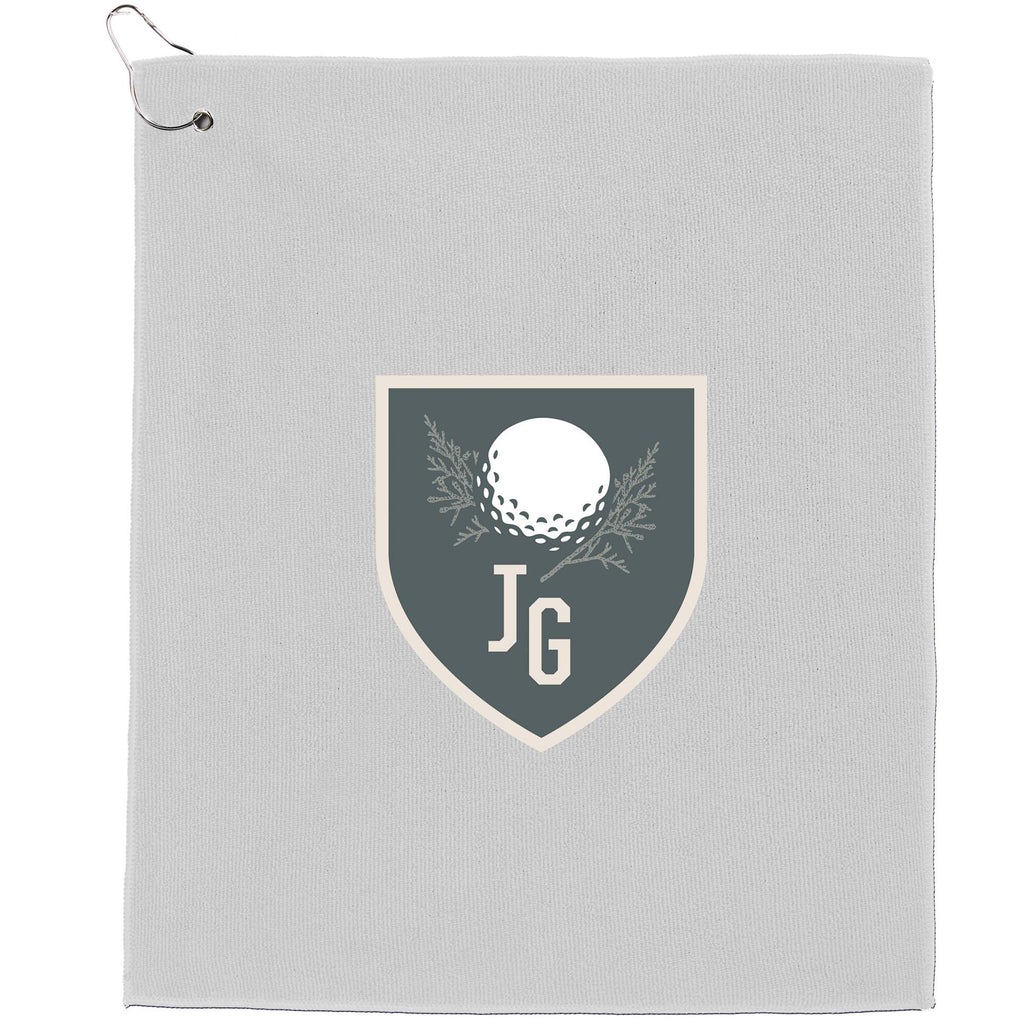 Recycled Terry Golf Towel with Hook, 15 x 18 Inches Embroidery - White - Front