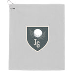 Recycled Terry Golf Towel with Hook, 15 x 18 Inches Embroidery - White - Front