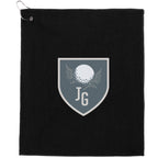 Recycled Terry Golf Towel with Hook, 15 x 18 Inches Transfer - Black - Front