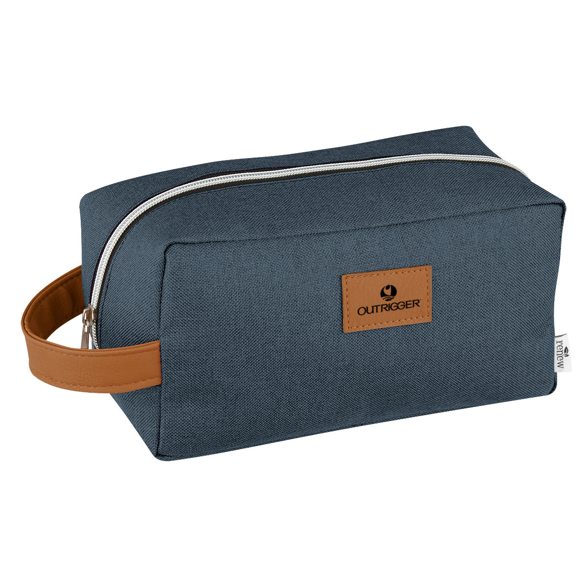 Recycled Toiletry Bag, Heathered - Navy - Silk Screen