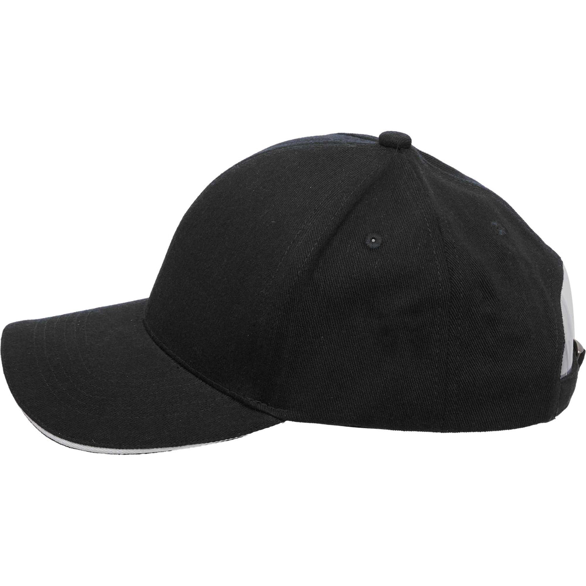 Recycled Twill Ball Cap with Contrast Split Peak Embroidery - Black/White - Left Angle