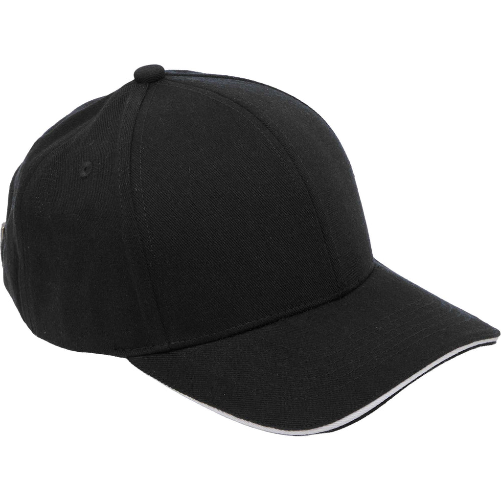 Recycled Twill Ball Cap with Contrast Split Peak Embroidery - Black/White - Right Angle