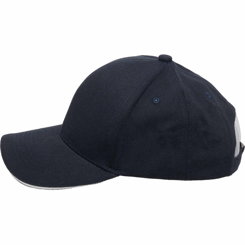 Recycled Twill Ball Cap with Contrast Split Peak Embroidery - Navy/White - Left Angle