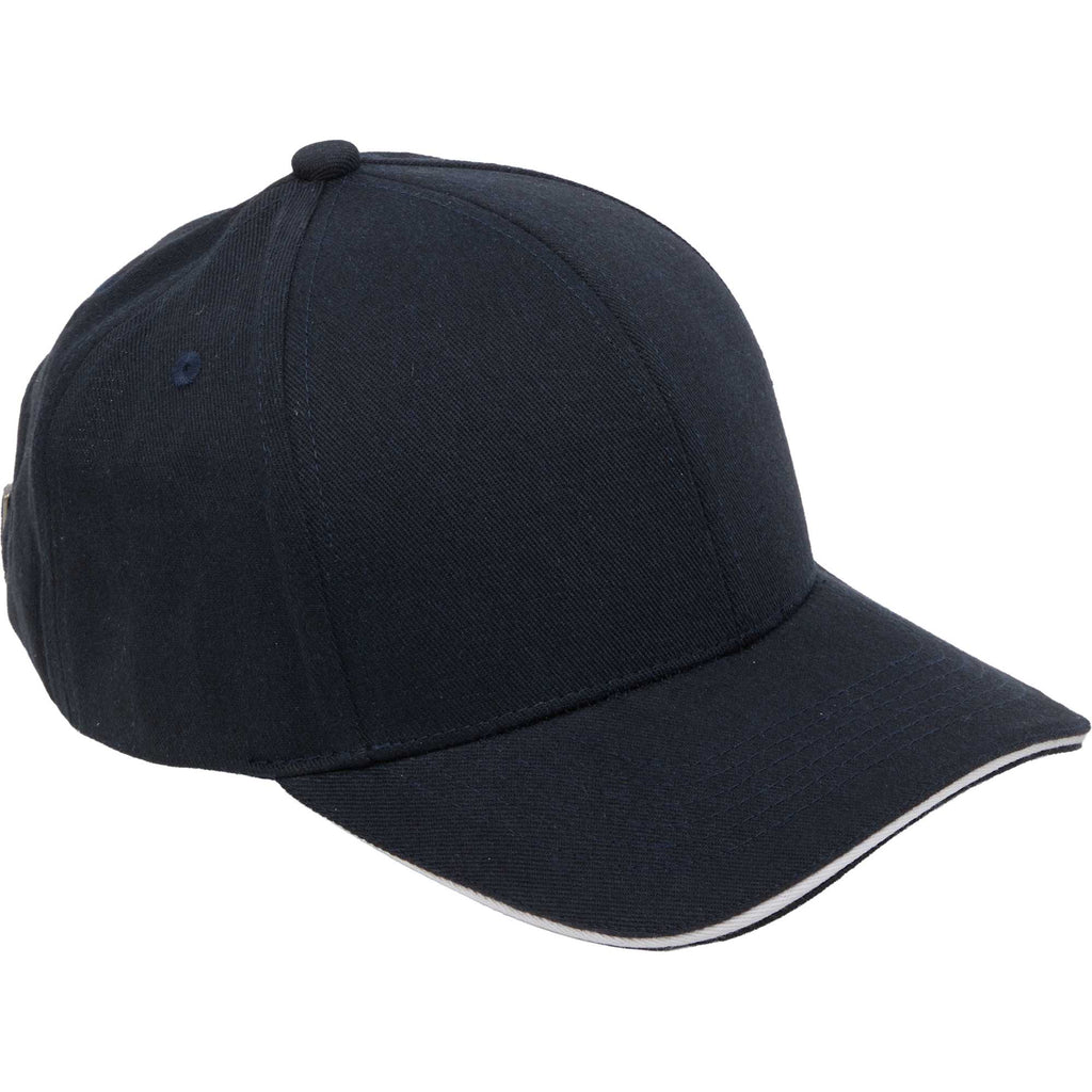 Recycled Twill Ball Cap with Contrast Split Peak Embroidery - Navy/White - Right Angle
