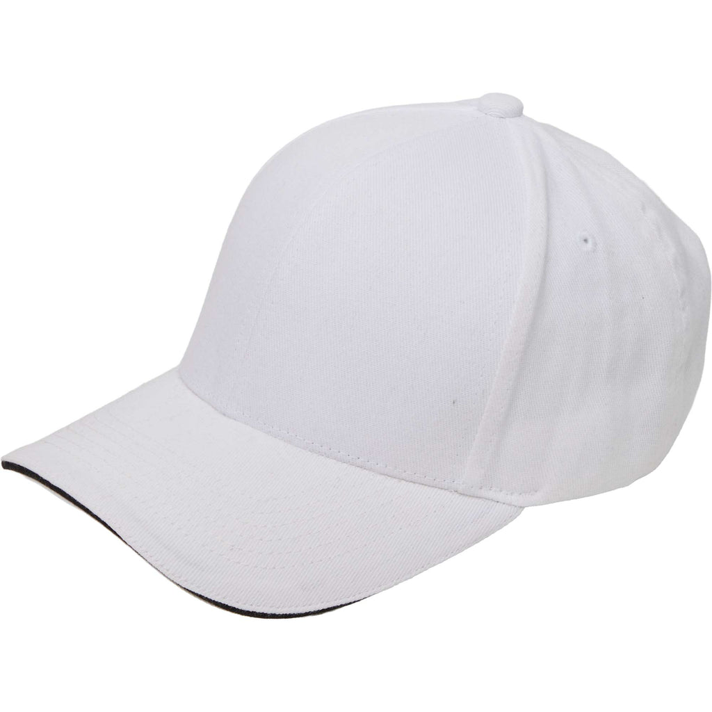 Recycled Twill Ball Cap with Contrast Split Peak Embroidery - White/Black - Left Angle 2