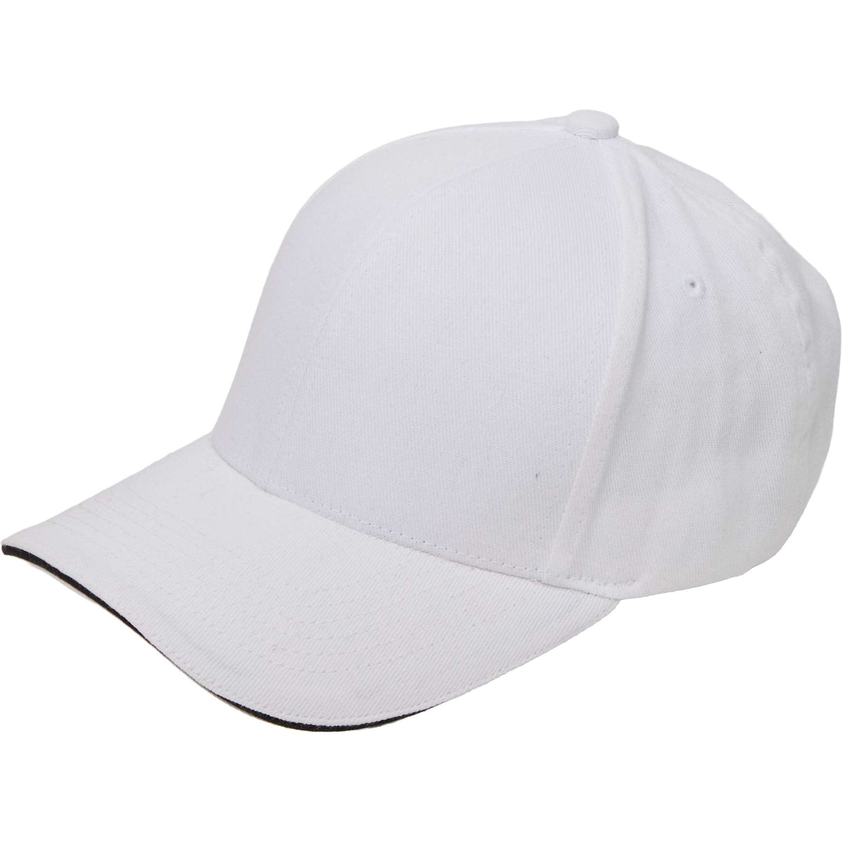 Recycled Twill Ball Cap with Contrast Split Peak Embroidery - White/Black - Left Angle 2