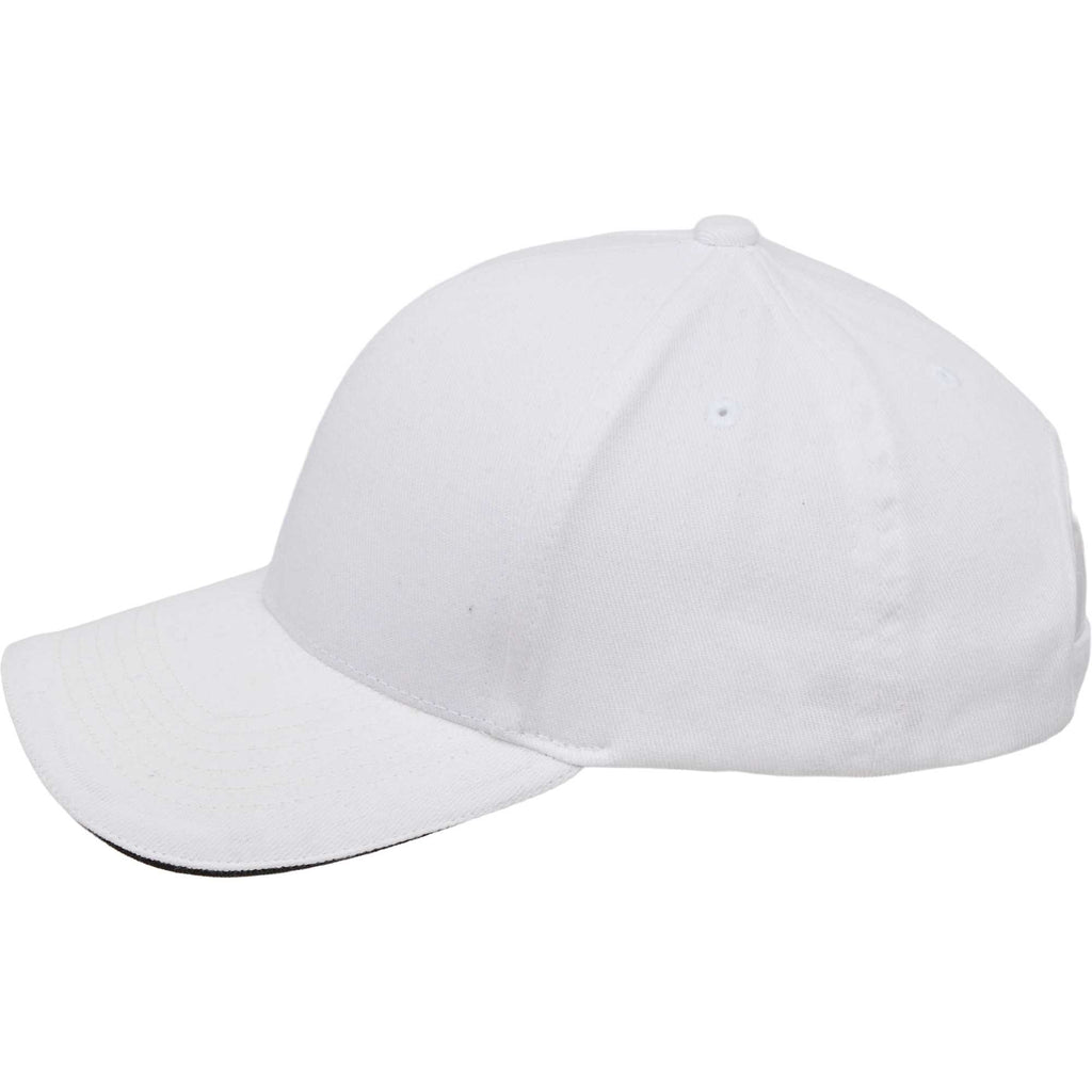 Recycled Twill Ball Cap with Contrast Split Peak Embroidery - White/Black - Left Angle