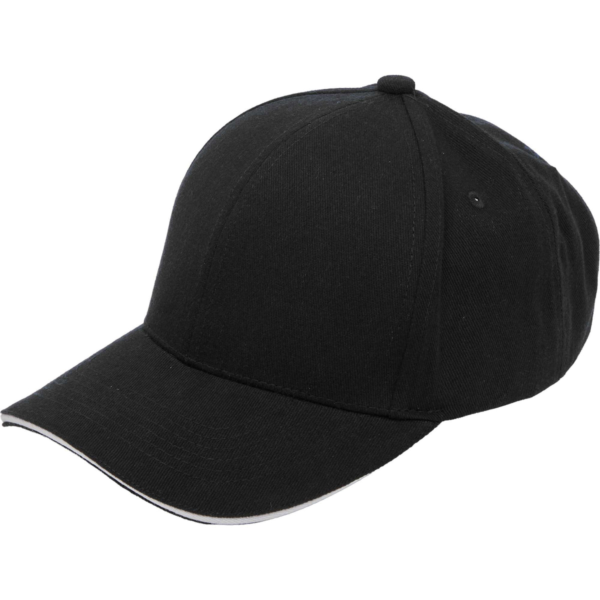 Recycled Twill Ball Cap with Contrast Split Peak Transfer - Black/White - Left Angle 2
