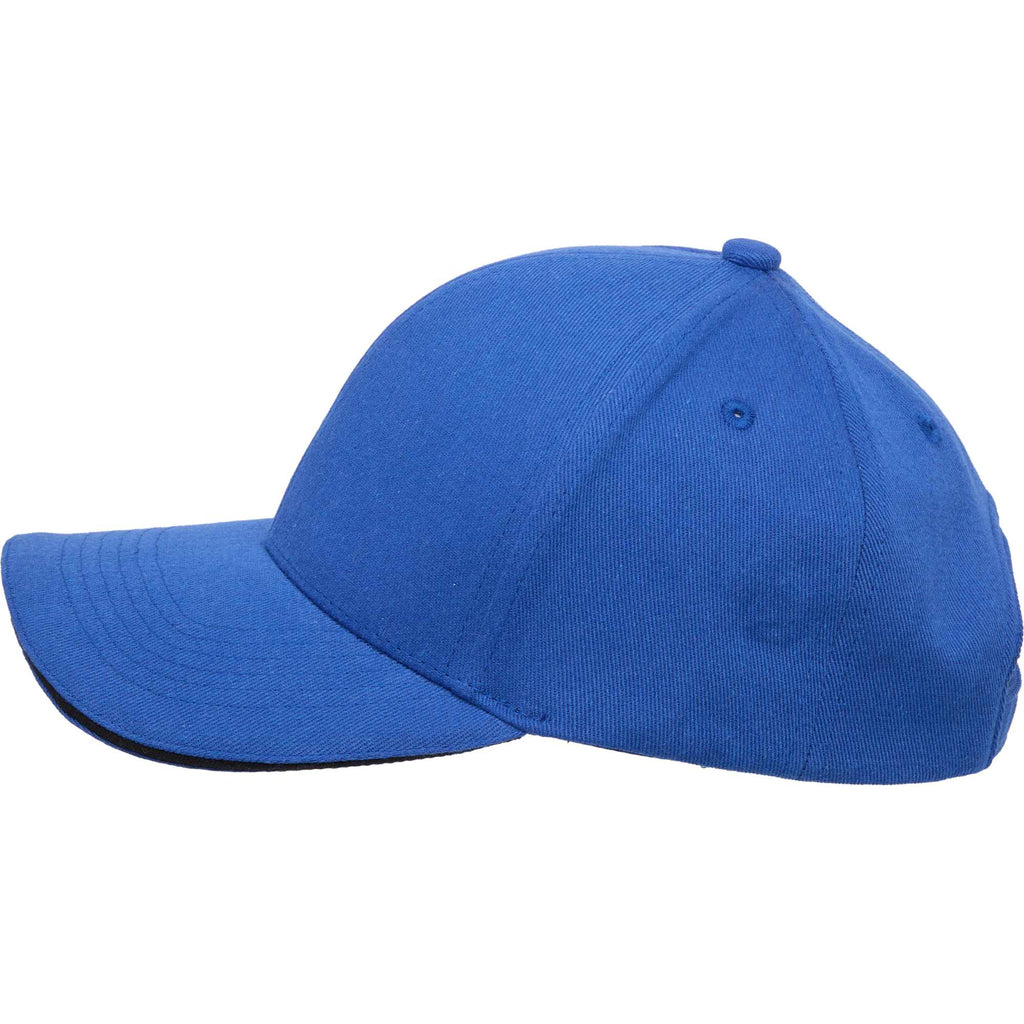 Recycled Twill Ball Cap with Contrast Split Peak Transfer - New Royal/Black - Left Angle