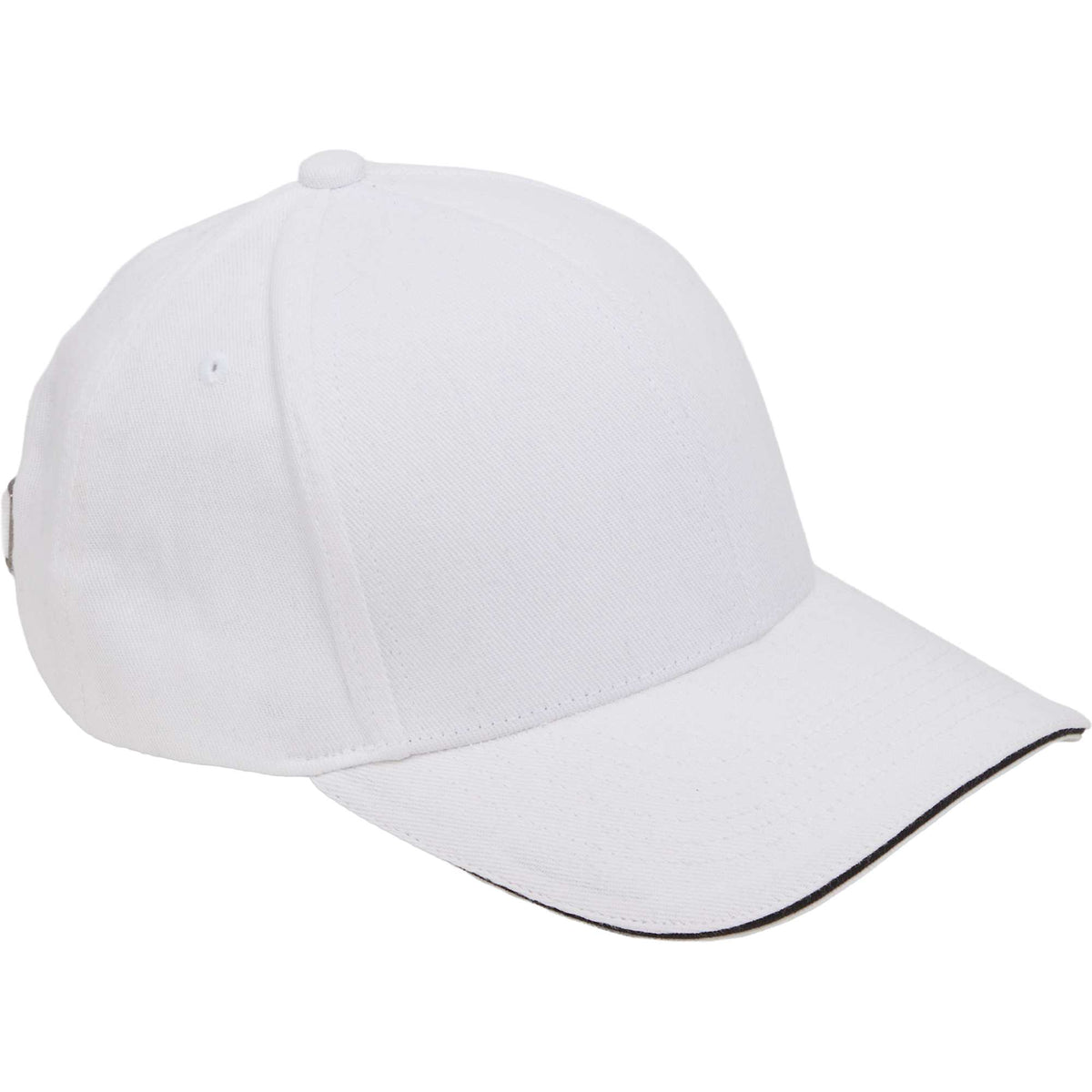 Recycled Twill Ball Cap with Contrast Split Peak Transfer - White/Black - Right Angle