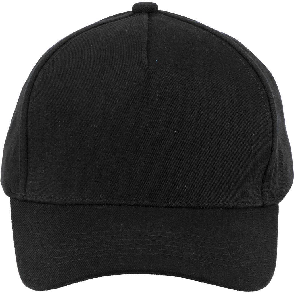 Recycled Twill Five Panel Ball Cap Embroidery - Black - Front