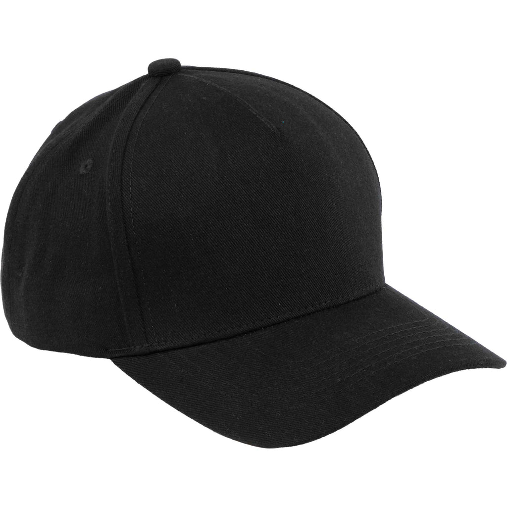 Recycled Twill Five Panel Ball Cap Embroidery - Black - Right Angle