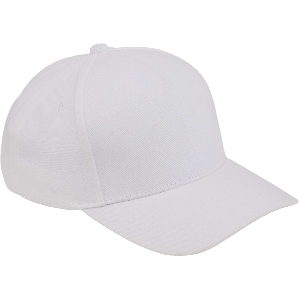 Recycled Twill Five Panel Ball Cap Embroidery - White - Right Angle