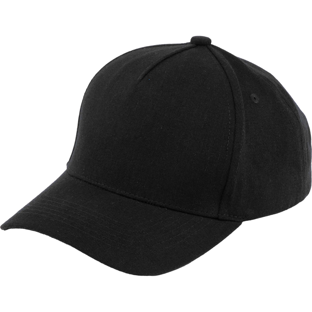 Recycled Twill Five Panel Ball Cap Transfer - Black - Left Angle