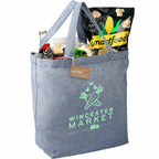 Recycled Twill Grocery Tote with Bottom Board, 5 oz - Blue - Photo
