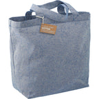 Recycled Twill Grocery Tote with Bottom Board, 5 oz - Blue - Right Angle 2