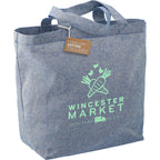 Recycled Twill Grocery Tote with Bottom Board, 5 oz - Blue - Right Angle