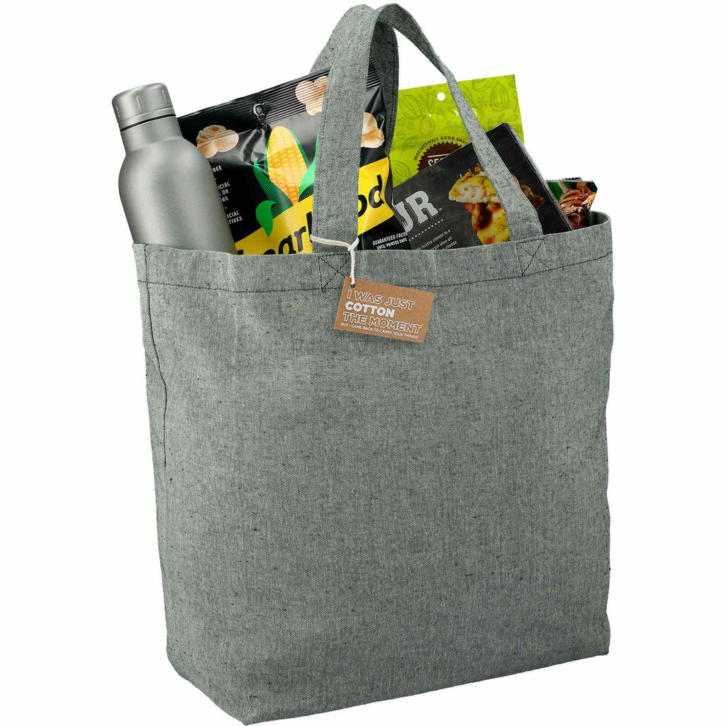 Recycled Twill Grocery Tote with Bottom Board, 5 oz - Dark Green - Photo 2