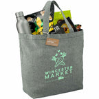 Recycled Twill Grocery Tote with Bottom Board, 5 oz - Dark Green - Photo