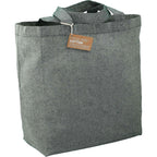 Recycled Twill Grocery Tote with Bottom Board, 5 oz - Dark Green - Right Angle 2