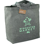 Recycled Twill Grocery Tote with Bottom Board, 5 oz - Dark Green - Right Angle