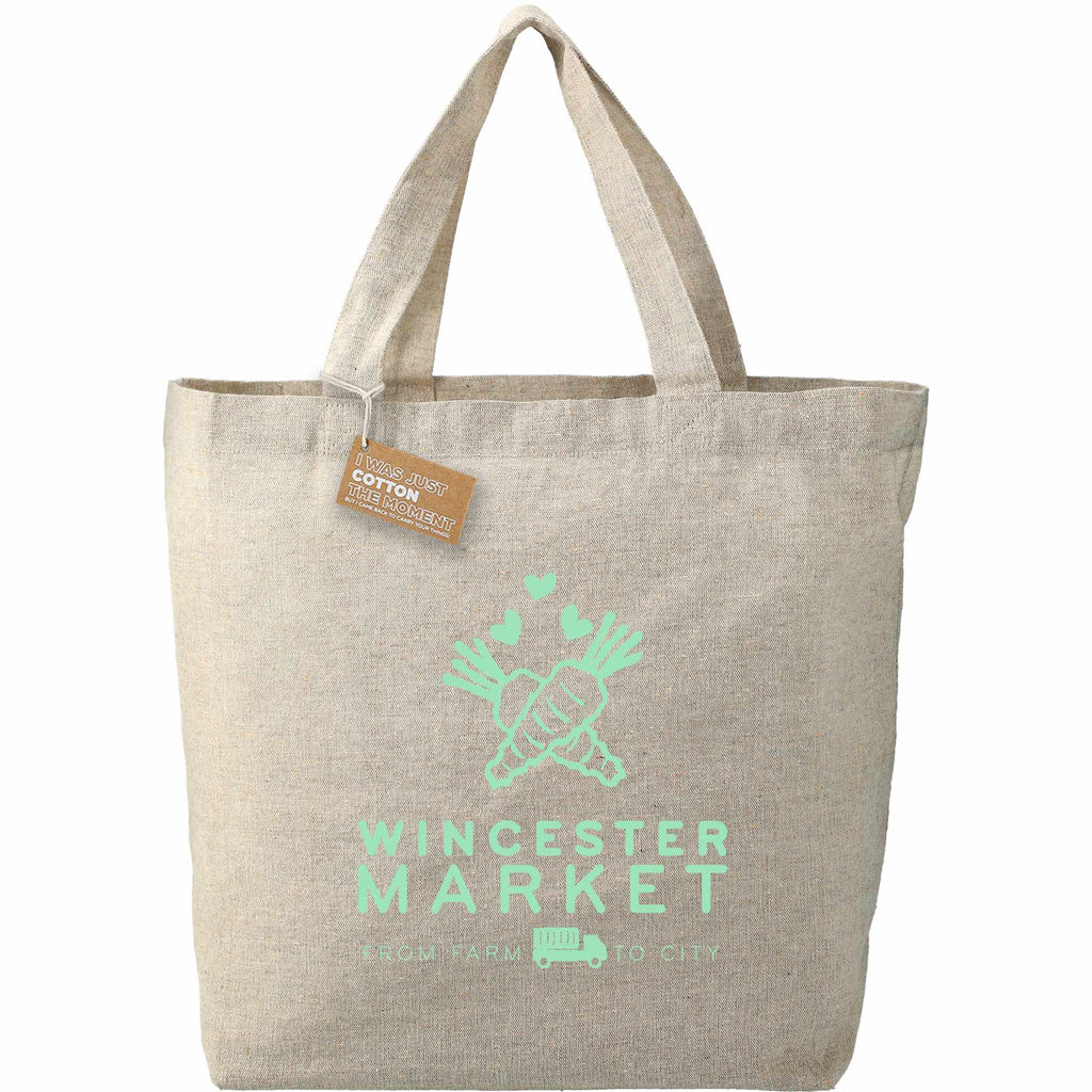 Recycled Twill Grocery Tote with Bottom Board, 5 oz - Natural - Front