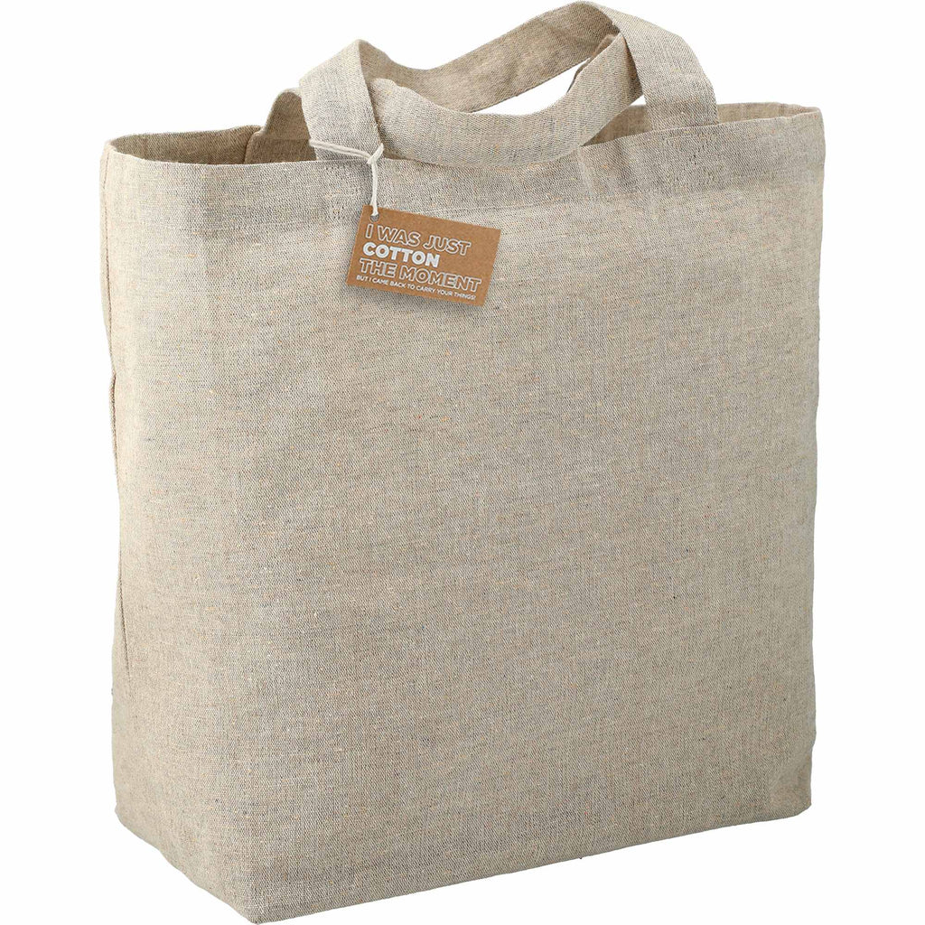 Recycled Twill Grocery Tote with Bottom Board, 5 oz - Natural - Right Angle 2
