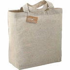 Recycled Twill Grocery Tote with Bottom Board, 5 oz - Natural - Right Angle 2