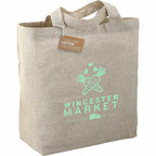 Recycled Twill Grocery Tote with Bottom Board, 5 oz - Natural - Right Angle